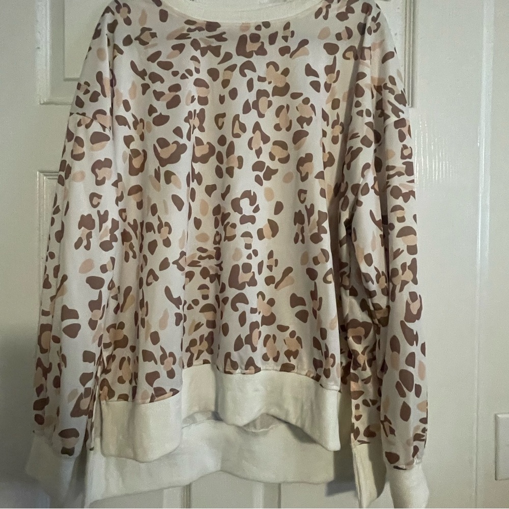 Shein Curve leopard cream top 2x